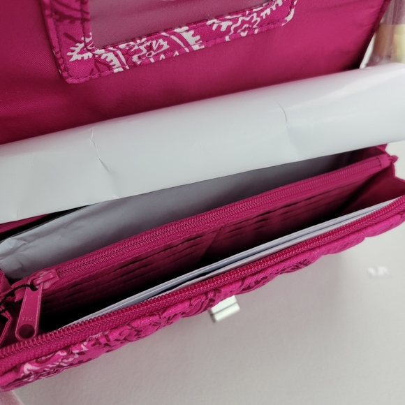 Vera Bradley Turnlock Crossbody Stamped Paisley Faux Leather Trim Purse - Picture 11 of 16